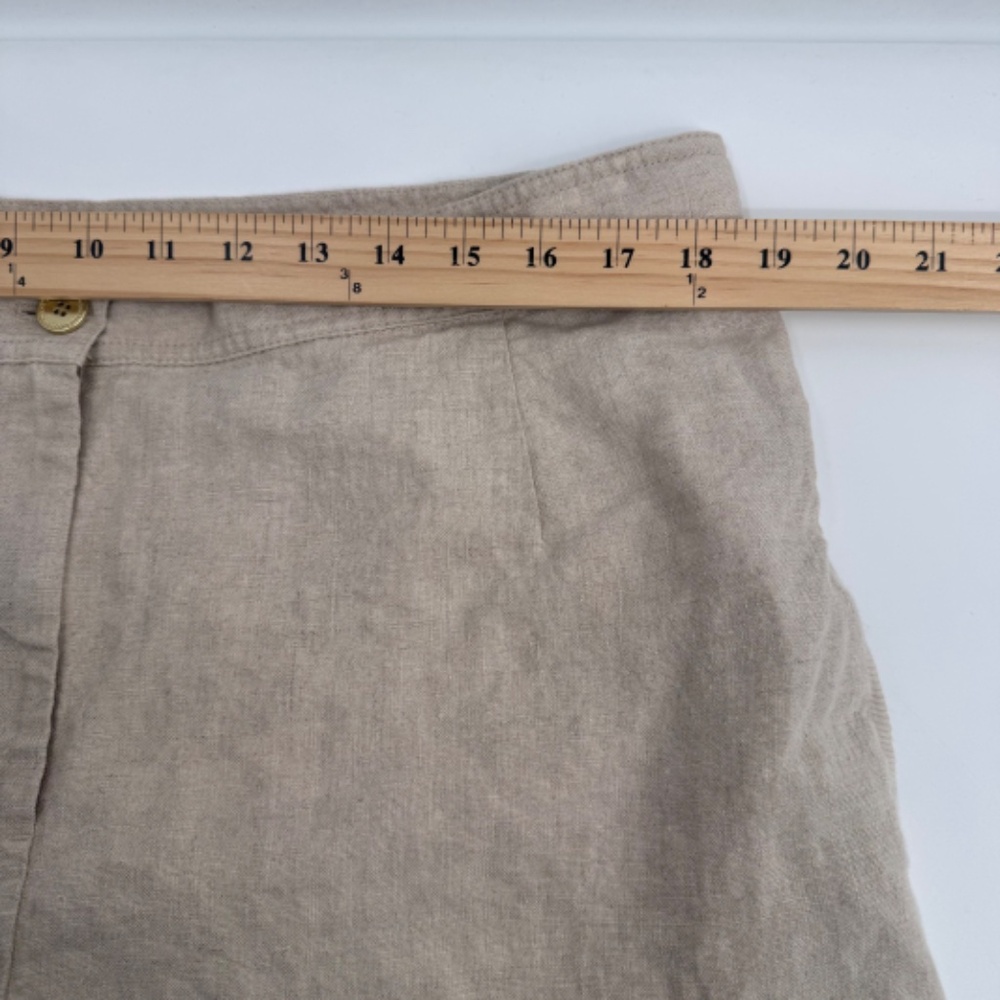 Liz Claiborne Pant Women 14W Beige Neutral Linen Hepburn Cropped Lagenlook - Picture 12 of 15